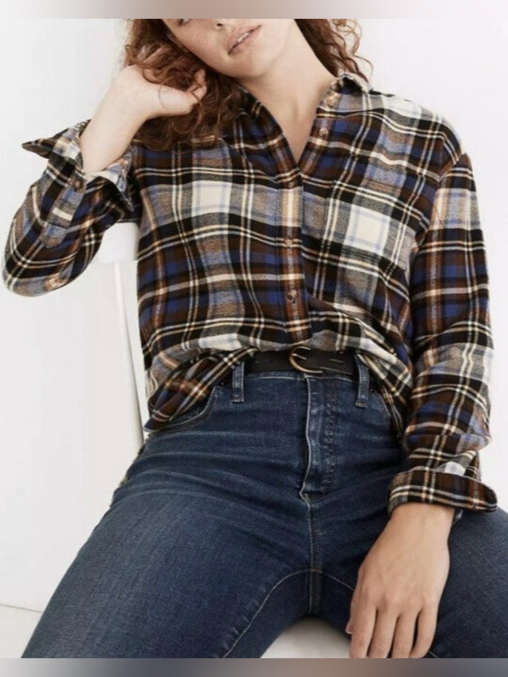 Madewell Women’s Oversized Ex-Boyfriend Flannel Shirt Fuller Plaid Size M